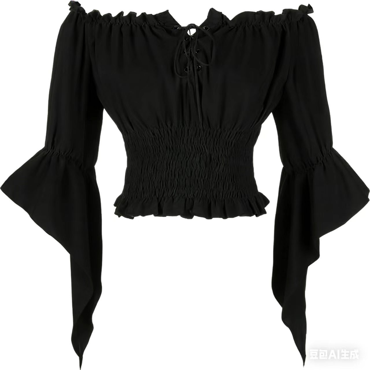 Blouse Off Shoulder - เสื้อผ้าสตรีสไตล์เรอเนซองส์ยุคกลาง ชุดคอร์เซ็ทวินเทจสไตล์สตีมพังก์ เสื้อเปิดไหล่สไตล์วิคตอเรียน