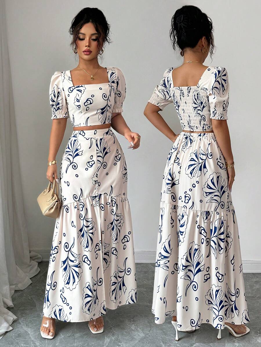 Romper Floral Print - ชุดเซ็ตสองชิ้นสำหรับผู้หญิง ฤดูร้อน ปี 2026 เสื้อพิมพ์ลายดอกไม้สุดเซ็กซี่ +