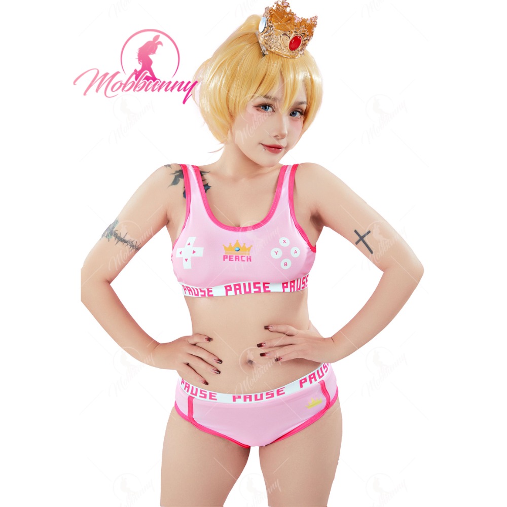 Bralette Triangle Set - Mobbunny เสื้อกล้ามกีฬารุ่นพีช, ชุดเล่นโยคะสั้นชุดบราเลตต์ชุดคอสเพลย์ผู้หญิง