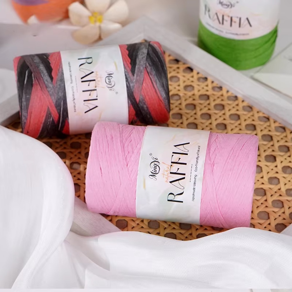 Crochet Bag Raffia - ไหมราฟเฟียหลากสี DIY ไหมถักมือจากหญ้าลาฟีท ไหมโครเชต์สำหรับถักหมวกและกระเป๋า