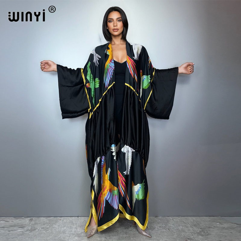 Cover Up Kaftan - ชุดคลุมยาวสไตล์โบฮีเมียน WINYI สำหรับใส่ไปชายหาด งานปาร์ตี้ หรือวันหยุด แบบอาบายะ