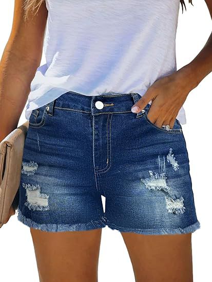 Shorts Denim Frayed - กางเกงยีนส์ขาสั้นสไตล์วินเทจเอวสูง ขาดๆ เซอร์ๆ สีซีด ทรงเข้ารูป แต่งขอบรุ่ย