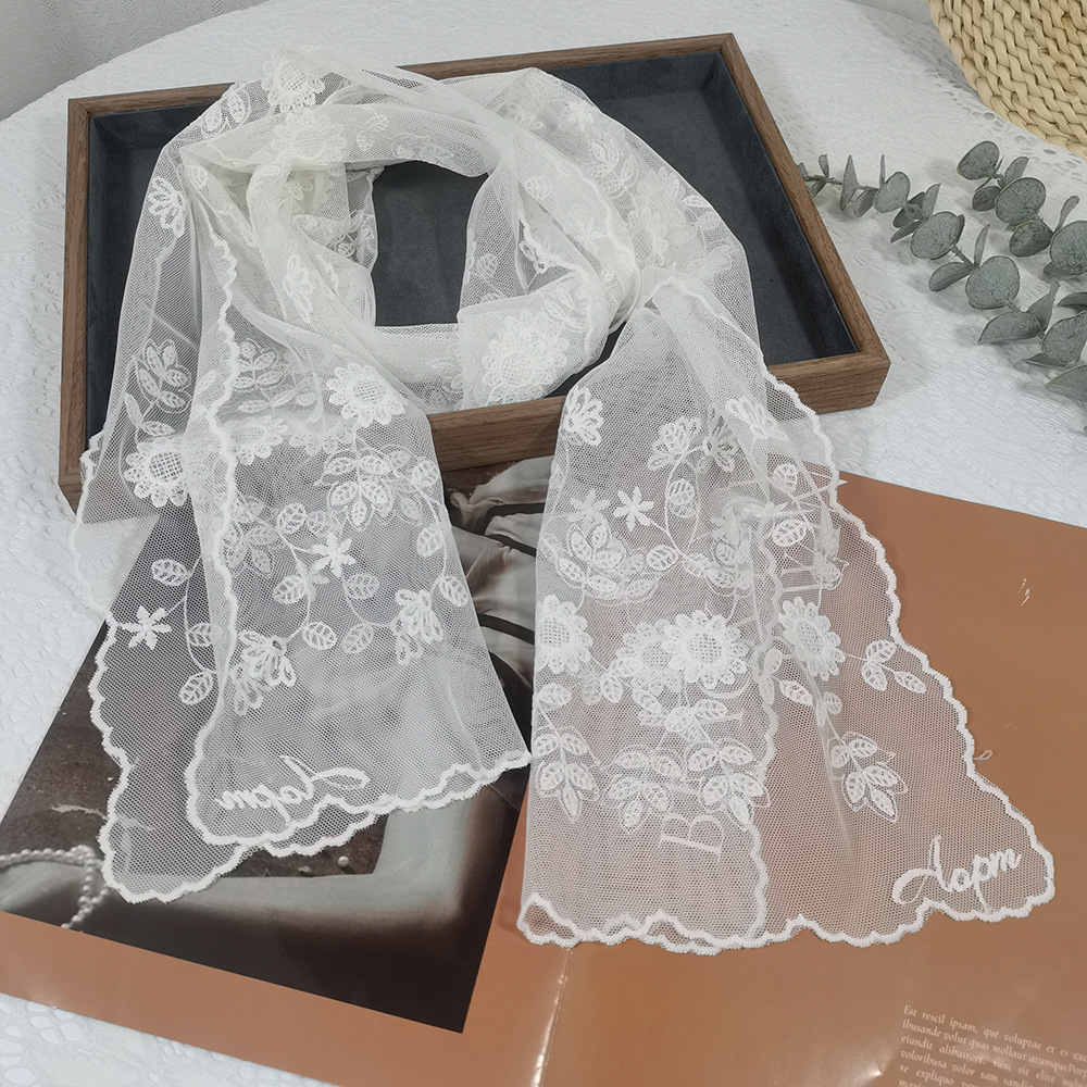 Headband Summer Knit - ลูกไม้ดอกทานตะวันผ้าพันคอผ้าไหมนางฟ้าอารมณ์คาดศีรษะฤดูร้อนบางอเนกประสงค์อเนกประสงค์ลูกไม้ขึ้นผ้าพันคอริบบิ้นแนวโน้มผ้าพันคอ