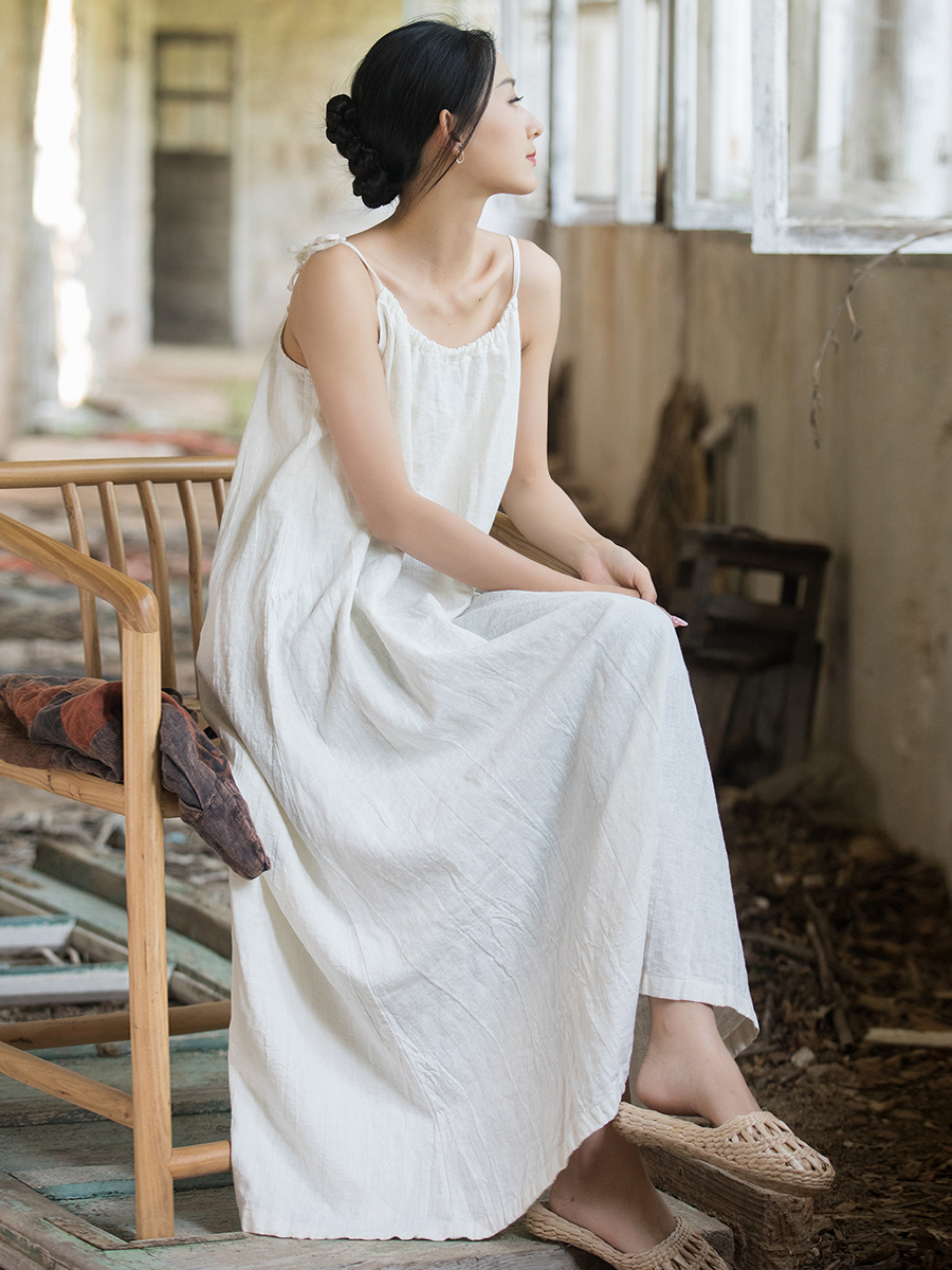 ชุดเดรสผ้าฝ้ายลินินทรงเอไลน์สไ - Linen Dress Wrap บทวิจารณ์และราคา