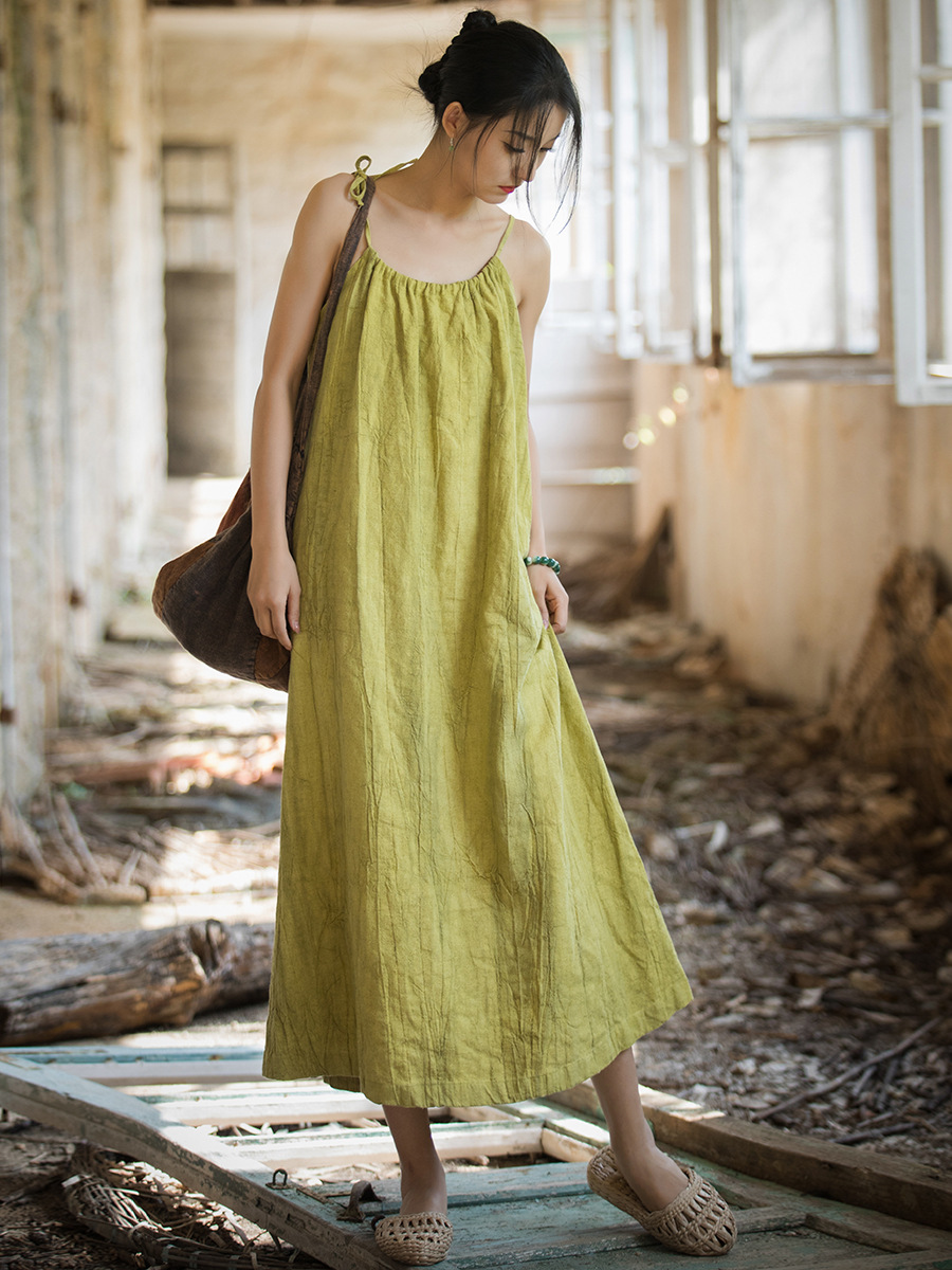 ชุดเดรสผ้าฝ้ายลินินทรงเอไลน์สไ - Linen Dress Wrap บทวิจารณ์และราคา