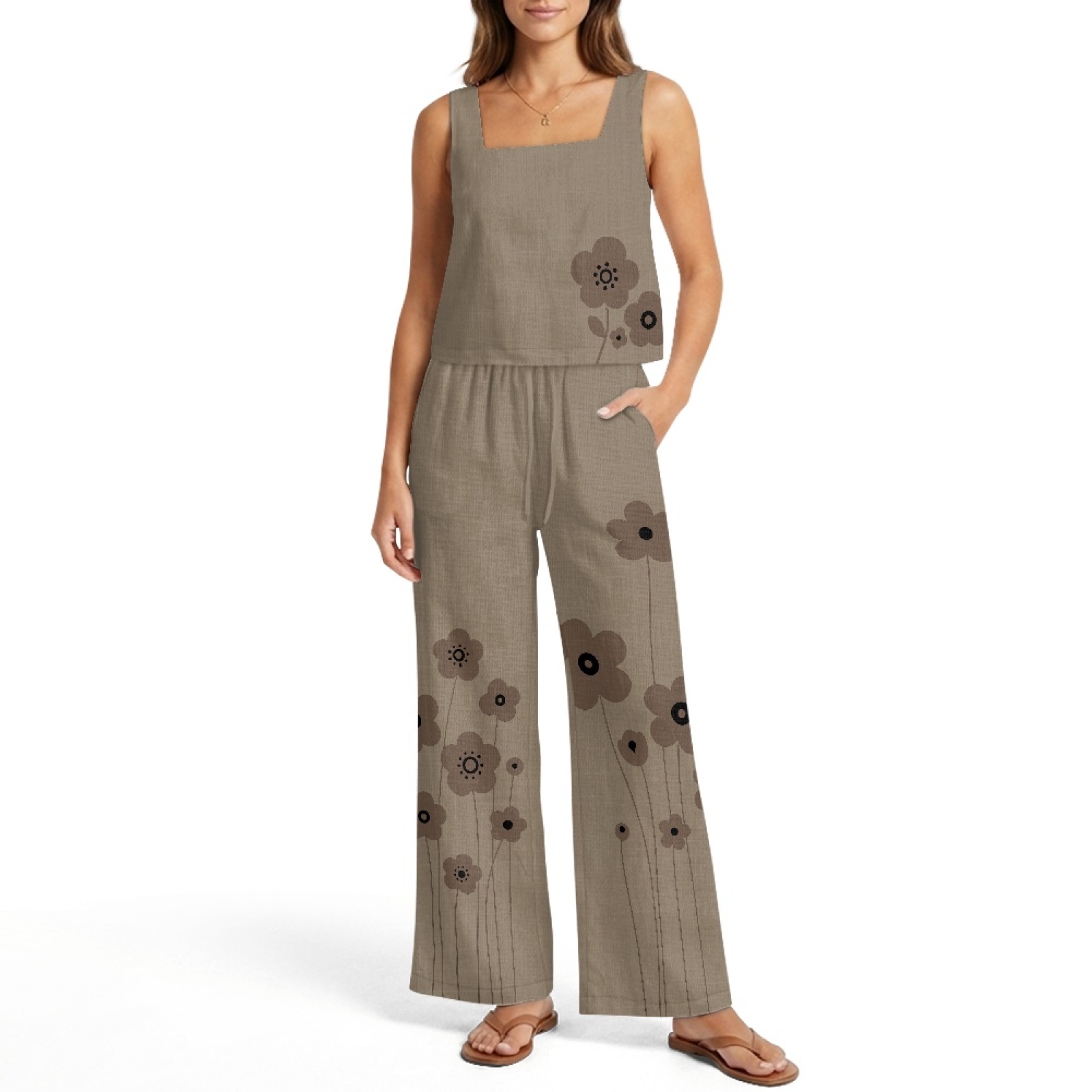 INSTANTARTS ชุดเสื้อกั๊กผ้าลิน - Linen Pant Wide บทวิจารณ์และราคา