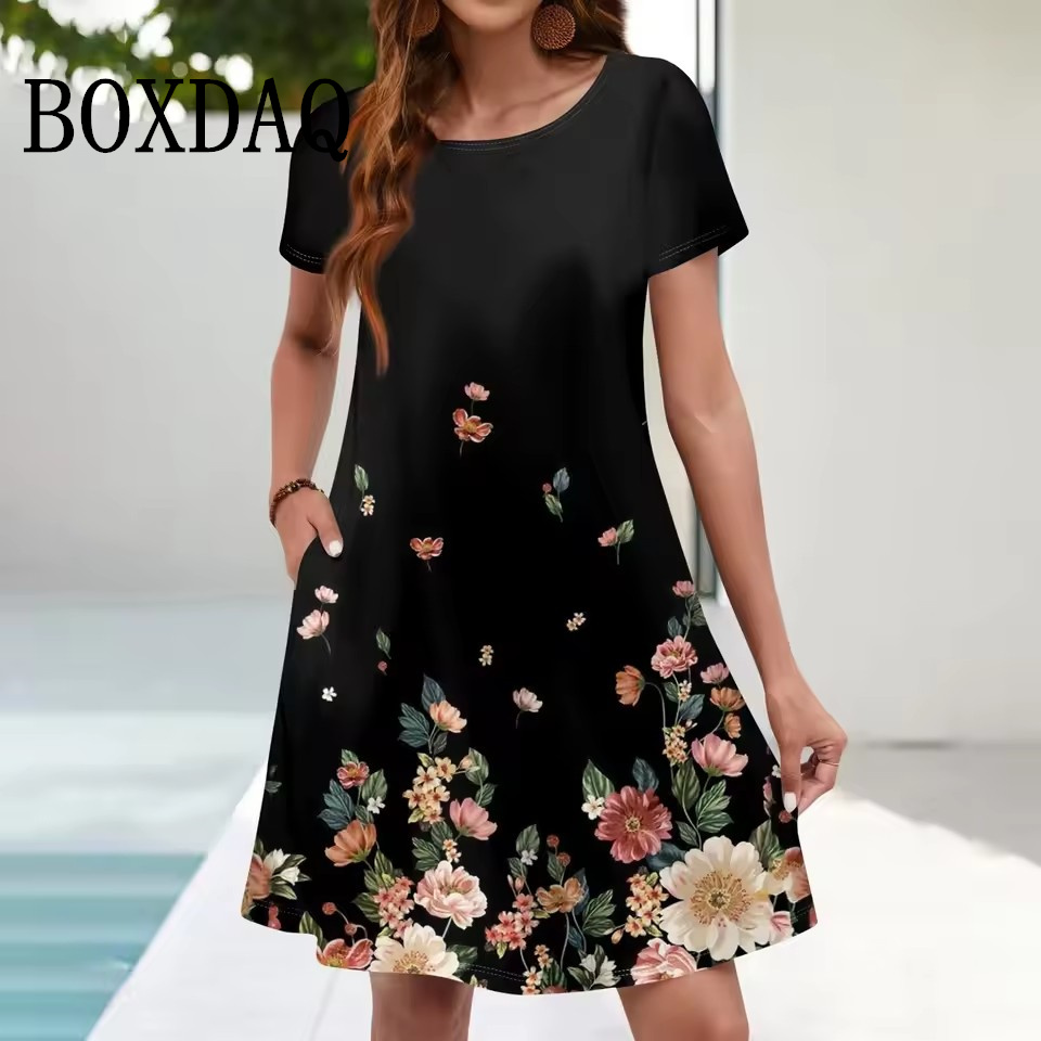 สตรี Casual Sundress กระเป๋าหล - Romper Floral Print บทวิจารณ์และราคา