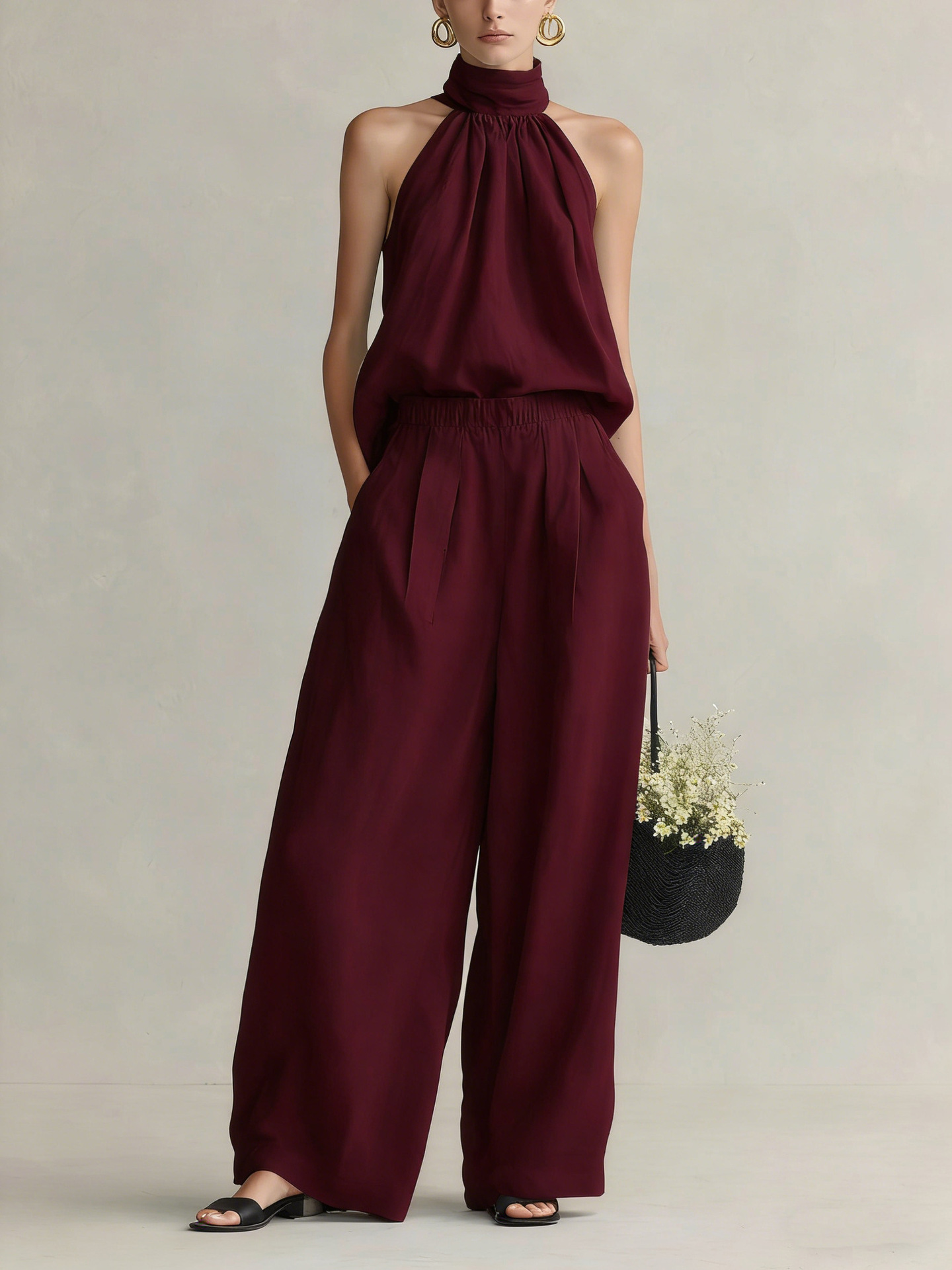 ชุดลำลองสำหรับผู้หญิง ฤดูร้อนป - Linen Pant Wide บทวิจารณ์และราคา
