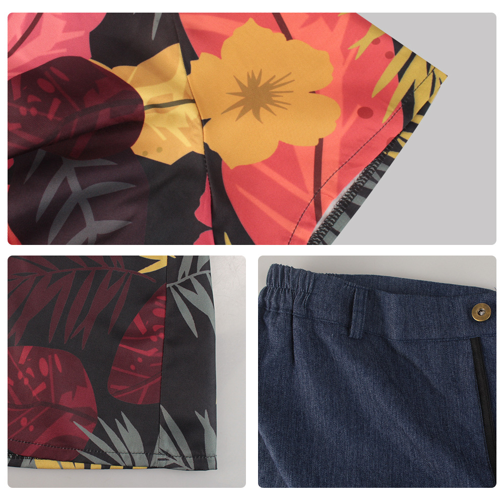 ชุดเสื้อเชิ้ตลายดอกไม้เขตร้อนส - Shorts Denim Frayed บทวิจารณ์และราคา
