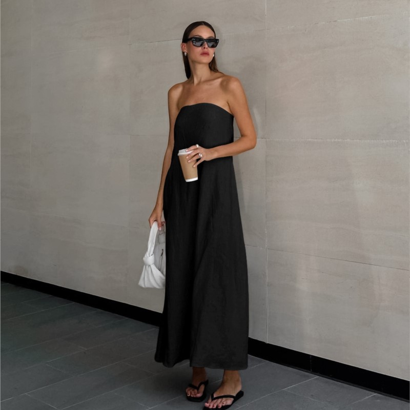 แฟชั่นElegant Simple Design St - Linen Dress Wrap บทวิจารณ์และราคา