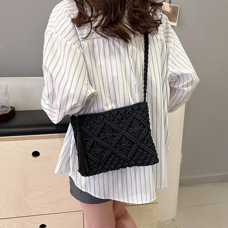 กระเป๋าสานของผู้หญิงกระเป๋าสะพ - Crochet Bag Raffia บทวิจารณ์และราคา