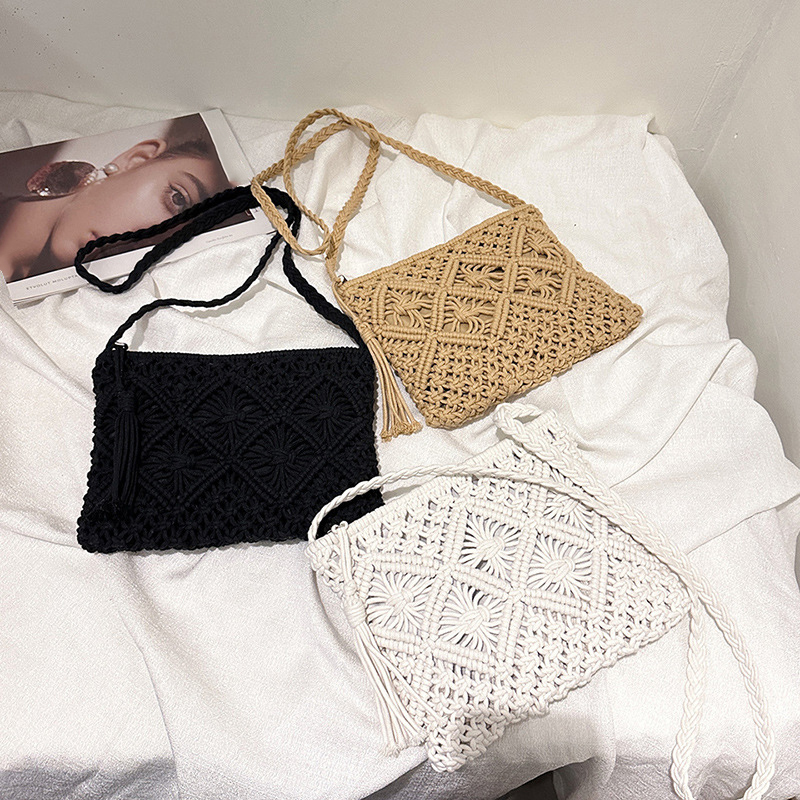 กระเป๋าสานของผู้หญิงกระเป๋าสะพ - Crochet Bag Raffia บทวิจารณ์และราคา