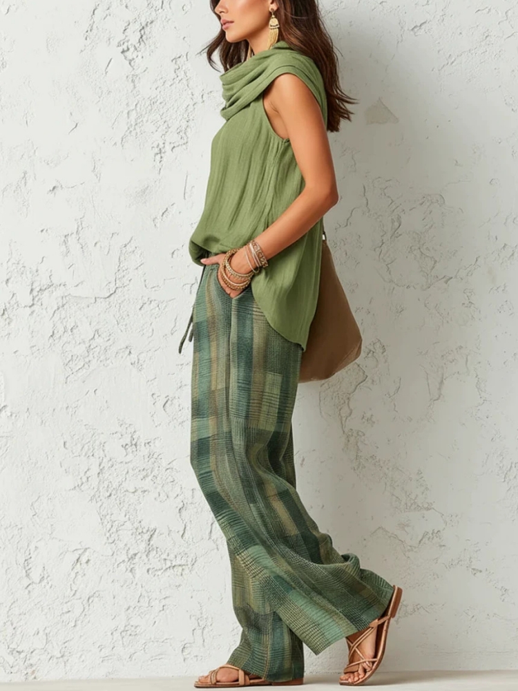 ชุดเซ็ต 2 ชิ้น กางเกงขายาวผู้ห - Linen Pant Wide บทวิจารณ์และราคา