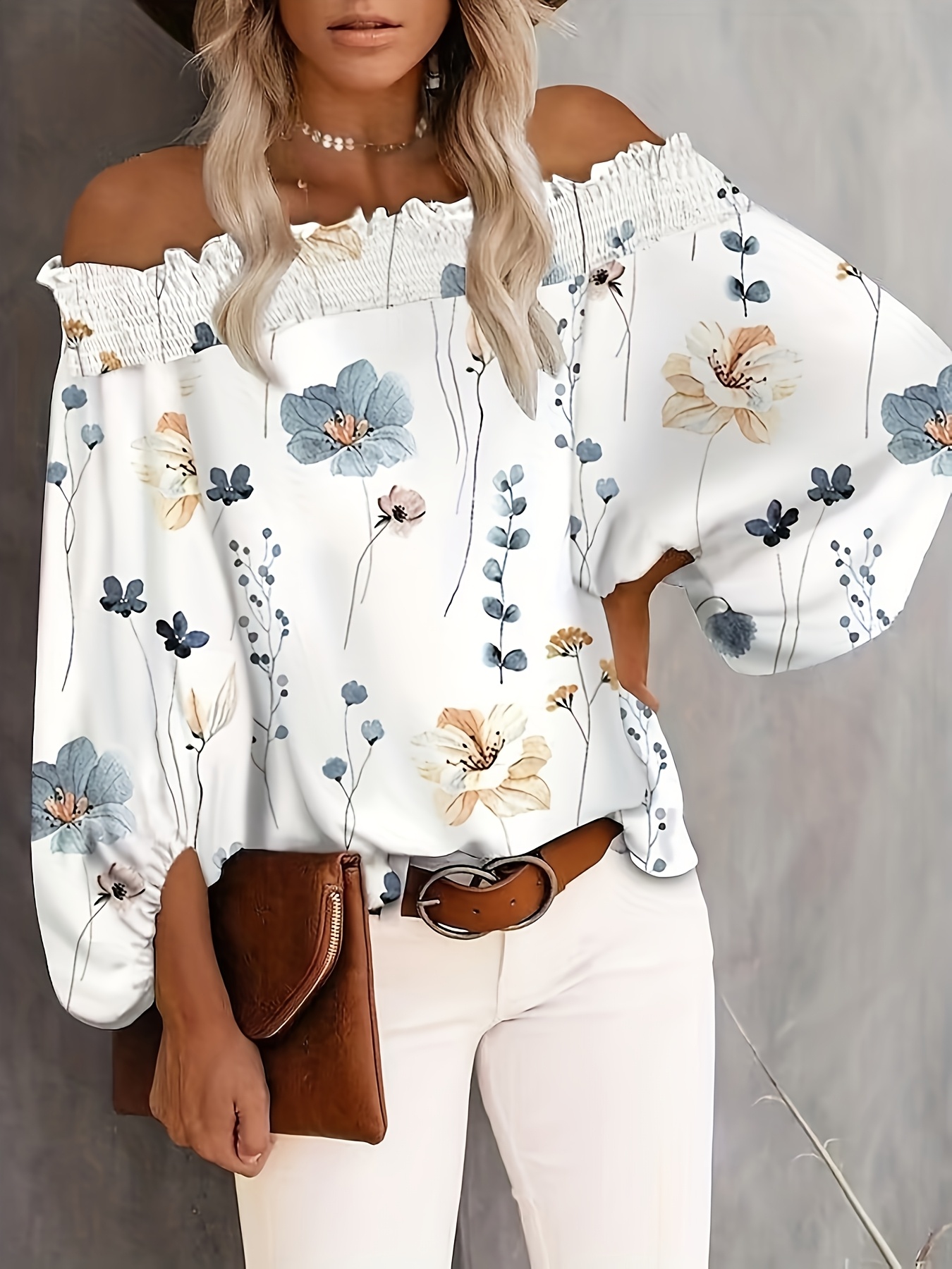 เสื้อเบลาส์แฟชั่นไซส์ใหญ่สำหรั - Blouse Off Shoulder บทวิจารณ์และราคา