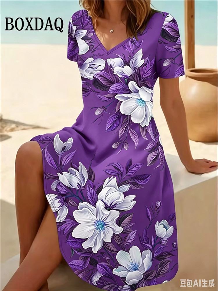 6XL พลัสไซส์ชุดเดรสผู้หญิงฤดูร - Romper Floral Print บทวิจารณ์และราคา