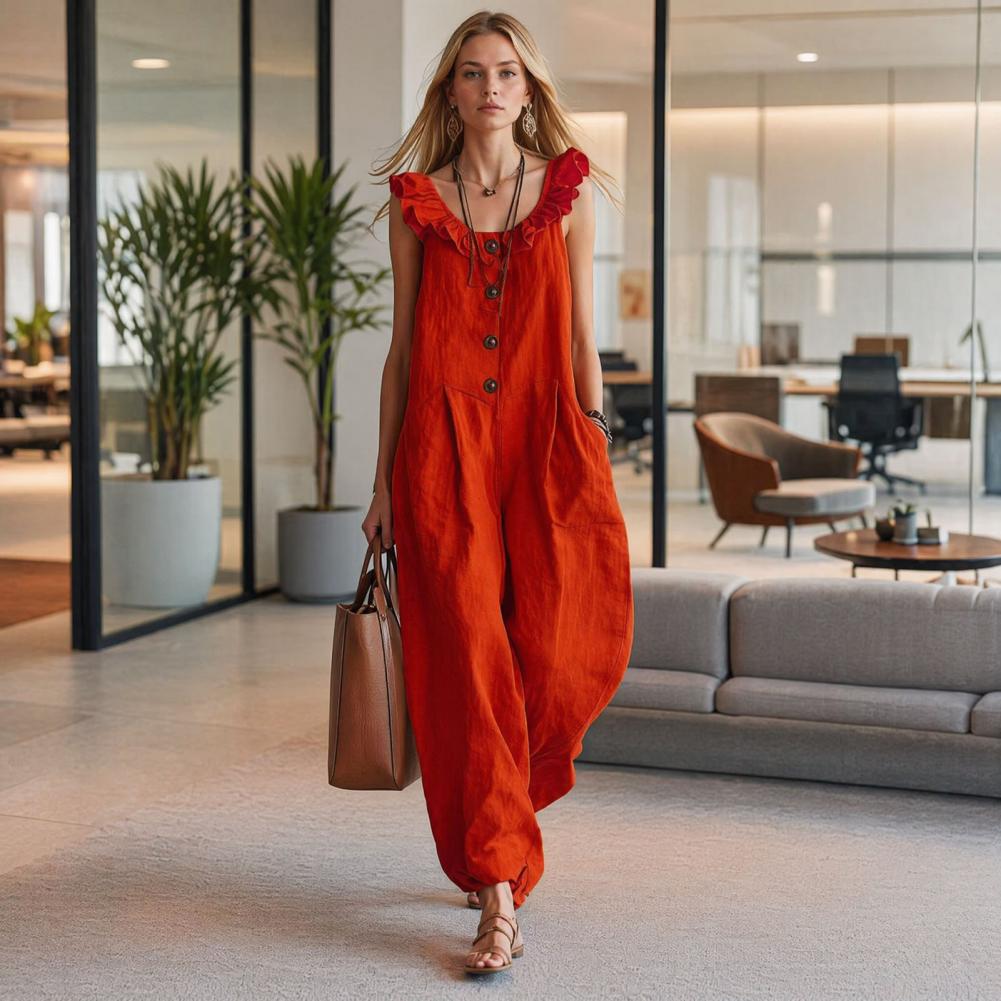ชุดรอมเปอร์ทรงหลวมสำหรับผู้หญิ - Jumpsuit Linen Relaxed บทวิจารณ์และราคา