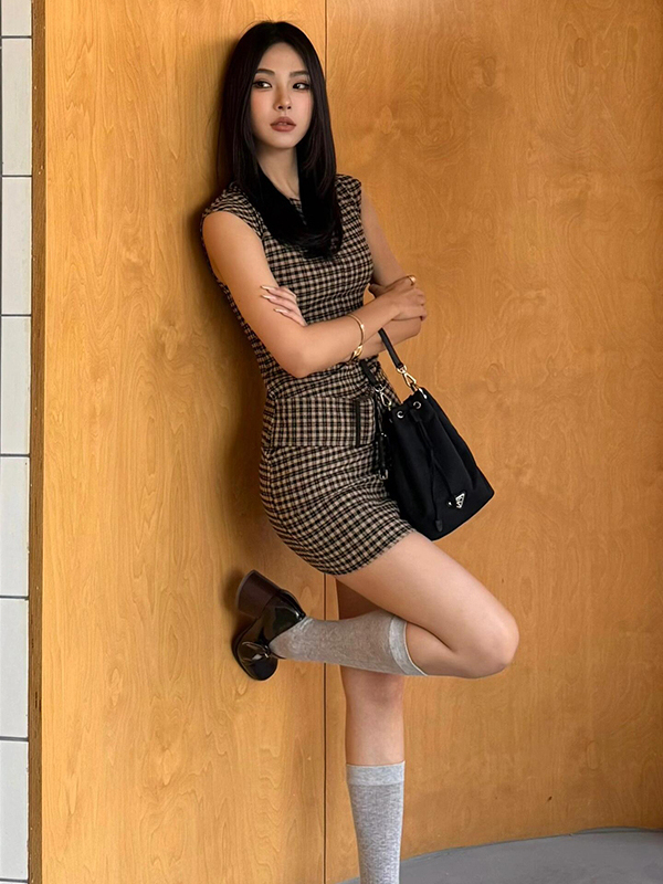 เดรสเวสต์ลายสก็อตสไตล์เกาหลีแบ - Linen Dress Wrap บทวิจารณ์และราคา