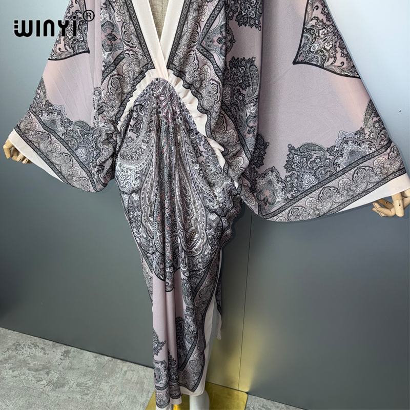 ชุดเดรสคอวี WINYI ลายพิมพ์แบบด - Cover Up Kaftan บทวิจารณ์และราคา