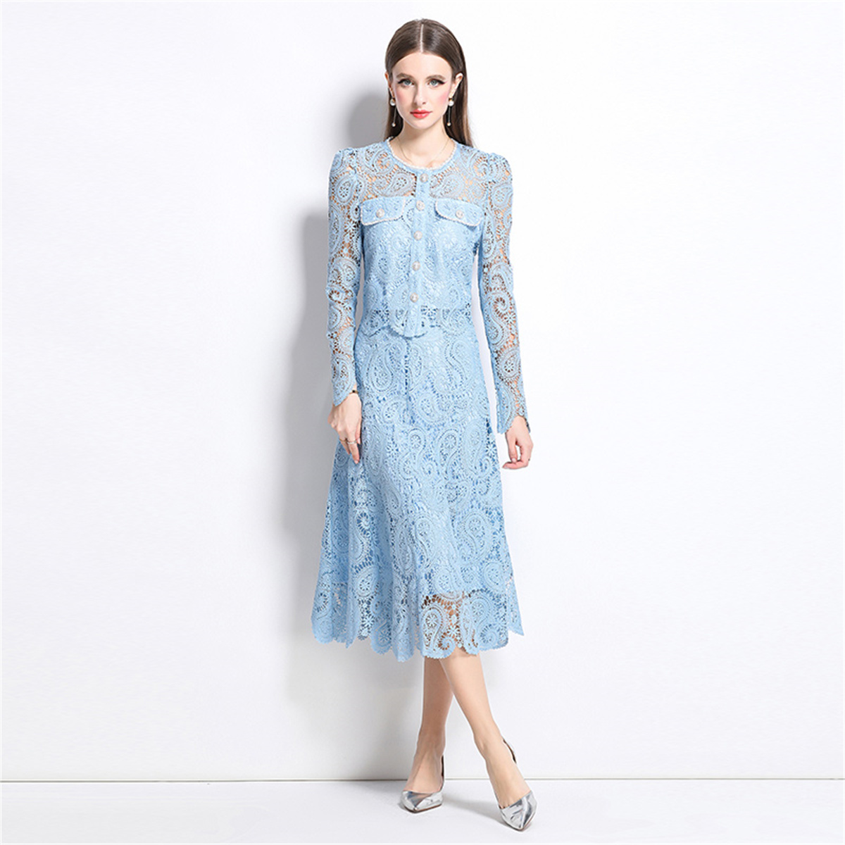 ฤดูใบไม้ผลิหวานลูกไม้ดอกไม้เย็ - Midi Skirt Floral บทวิจารณ์และราคา