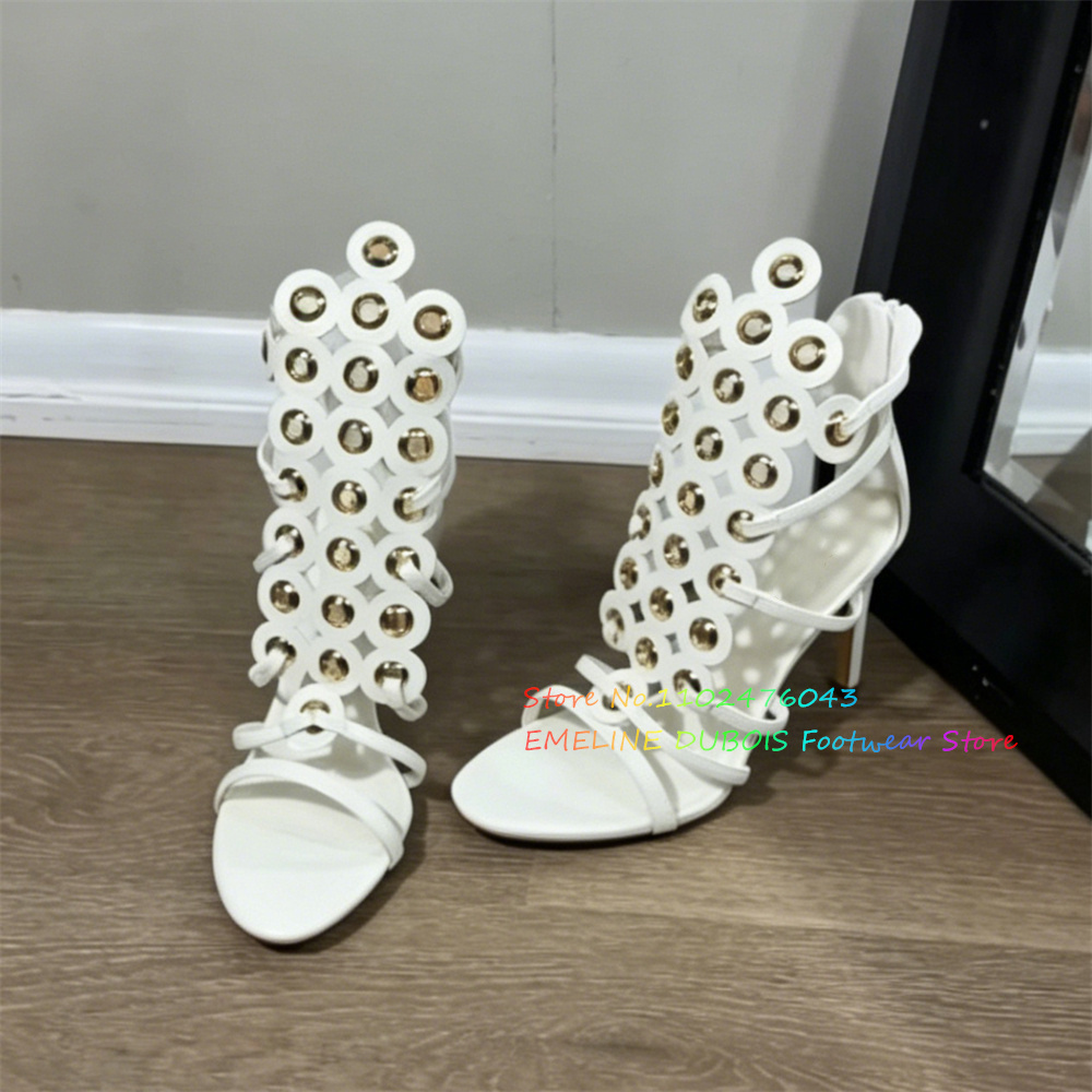 รองเท้าส้นสูงประดับวงกลมสีทอง  - Sandal Strappy Heeled บทวิจารณ์และราคา