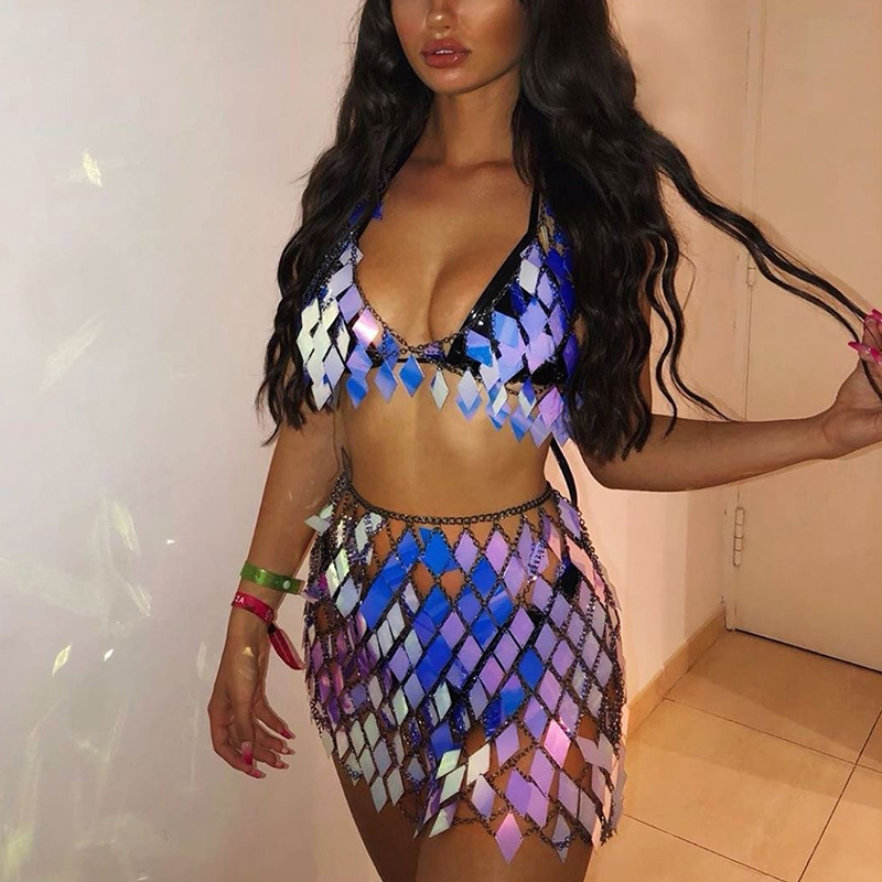 FestivalQueen ผู้หญิง Sequined - Crop Top Crochet บทวิจารณ์และราคา