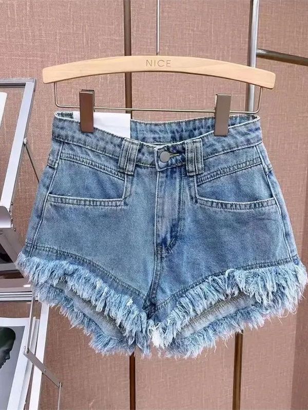 กางเกงขาสั้นผ้าเดนิมสไตล์เกาหล - Shorts Denim Frayed บทวิจารณ์และราคา