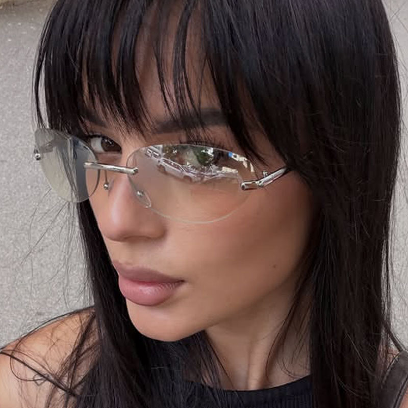 แว่นกันแดดทรงวงรีไร้กรอบสำหรับ - Sunglasses Cat Eye บทวิจารณ์และราคา