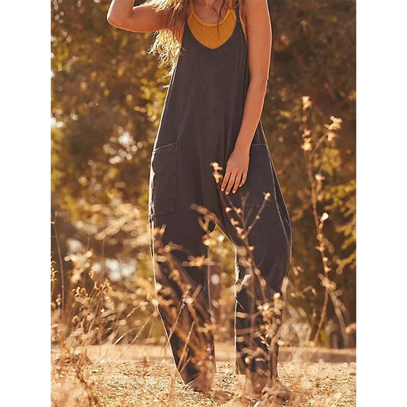 จั๊มสูทลำลองสำหรับฤดูร้อน จั๊ม - Jumpsuit Linen Relaxed บทวิจารณ์และราคา