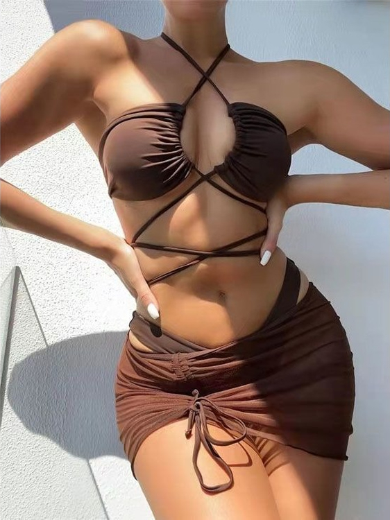 ชุดบิกินี่เอวสูงสำหรับผู้หญิง  - Swimsuit Bikini Ruched บทวิจารณ์และราคา