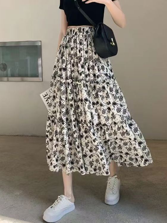 กระโปรงทรงเอลายดอกไม้ ไซส์ใหญ่ - Midi Skirt Floral บทวิจารณ์และราคา